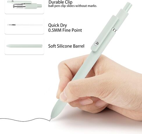 6pcs Retractable Gel Pens，Smooth Writing Black Ink Pens, cute 0.5mm Fine Point, Aesthetic Rolling Ball Gel Pens, Quick Dry for Nurse Journaling Note School Office in Saudi Arabia