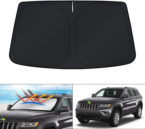 مظلة شمس للزجاج الأمامي من KUST لعام 2015-2024 ملحقات Jeep Renegade، مظلة نافذة ظل واقي من الشمس، كتل قابلة للطي، الأشعة فوق البنفسجية، تحافظ على برودة سيارتك in Kuwait