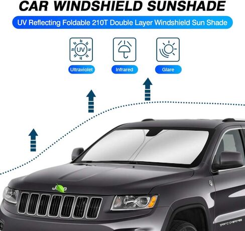 مظلة شمس للزجاج الأمامي من KUST لعام 2015-2024 ملحقات Jeep Renegade، مظلة نافذة ظل واقي من الشمس، كتل قابلة للطي، الأشعة فوق البنفسجية، تحافظ على برودة سيارتك in Kuwait