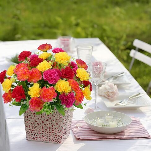 4 Bundles Artificial Flowers, 40 Heads Artificial Carnation Bouquets Silk Flowers Arrangements Cemetery Flowers for Grave Wedding Home Party Centerpiece Vase Autumn Decor in Saudi Arabia