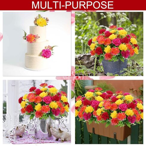 4 Bundles Artificial Flowers, 40 Heads Artificial Carnation Bouquets Silk Flowers Arrangements Cemetery Flowers for Grave Wedding Home Party Centerpiece Vase Autumn Decor in Saudi Arabia