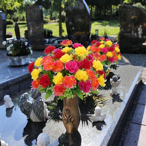 4 Bundles Artificial Flowers, 40 Heads Artificial Carnation Bouquets Silk Flowers Arrangements Cemetery Flowers for Grave Wedding Home Party Centerpiece Vase Autumn Decor in Saudi Arabia