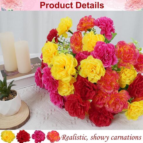 4 Bundles Artificial Flowers, 40 Heads Artificial Carnation Bouquets Silk Flowers Arrangements Cemetery Flowers for Grave Wedding Home Party Centerpiece Vase Autumn Decor in Saudi Arabia