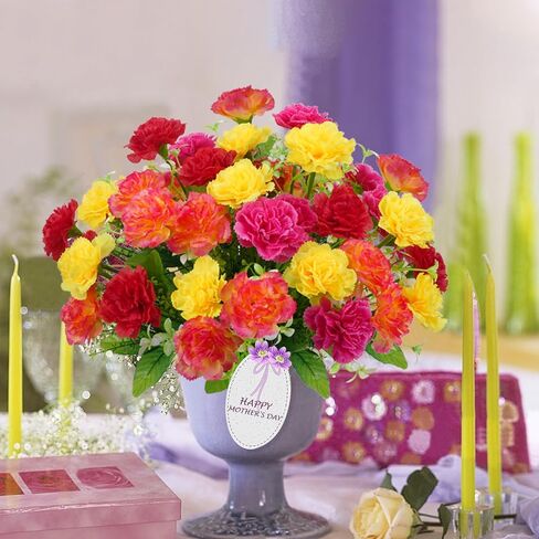 4 Bundles Artificial Flowers, 40 Heads Artificial Carnation Bouquets Silk Flowers Arrangements Cemetery Flowers for Grave Wedding Home Party Centerpiece Vase Autumn Decor in Saudi Arabia