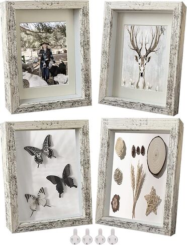 Wooden 4x6 Small Shadow Box Frame Black Picture Frames Glass Surfaces Internal Depth 0.6 inches for Wall Or Tabletop（4 Pack） in Kuwait