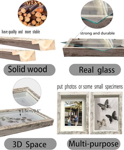 Wooden 4x6 Small Shadow Box Frame Black Picture Frames Glass Surfaces Internal Depth 0.6 inches for Wall Or Tabletop（4 Pack） in Kuwait