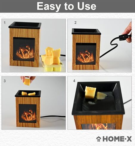 جهاز تسخين شمع الموقد المتوهج من هوم إكس، مذيب شمع كهربائي للشمع المعطر، موقد شمع الشمع بتصميم ريفي، مذيب روائح تارت الشمع، مثالي لعطر المنزل والديكور، خشب الفاكهة in Kuwait