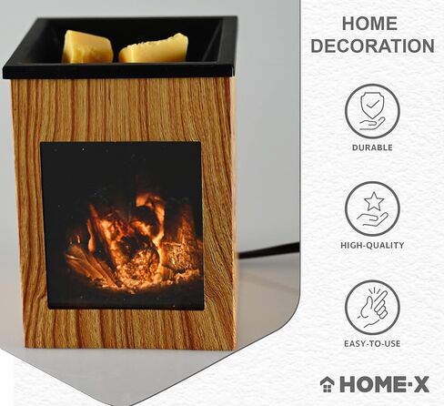 جهاز تسخين شمع الموقد المتوهج من هوم إكس، مذيب شمع كهربائي للشمع المعطر، موقد شمع الشمع بتصميم ريفي، مذيب روائح تارت الشمع، مثالي لعطر المنزل والديكور، خشب الفاكهة in Kuwait