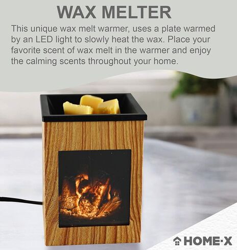 جهاز تسخين شمع الموقد المتوهج من هوم إكس، مذيب شمع كهربائي للشمع المعطر، موقد شمع الشمع بتصميم ريفي، مذيب روائح تارت الشمع، مثالي لعطر المنزل والديكور، خشب الفاكهة in Kuwait