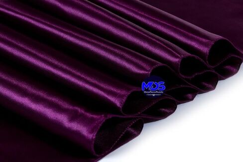 MDS Pack of 10 Satin Table Runners 12 x 108 Inch Long Wedding sateen Bright Silk Smooth Table Runner for Wedding Reception Birthday Graduation Party Event Banquet Spring Decoration - Eggplant in Kuwait