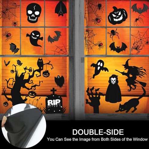 ملصقات نافذة لتزيين النوافذ من Tifeson - عنكبوت كبير مخيف على شكل خفاش شبح ملصقات نوافذ ديكورات للأطفال في المدرسة والمنزل والمكتب، 8 ورقات 108 قطعة in Kuwait