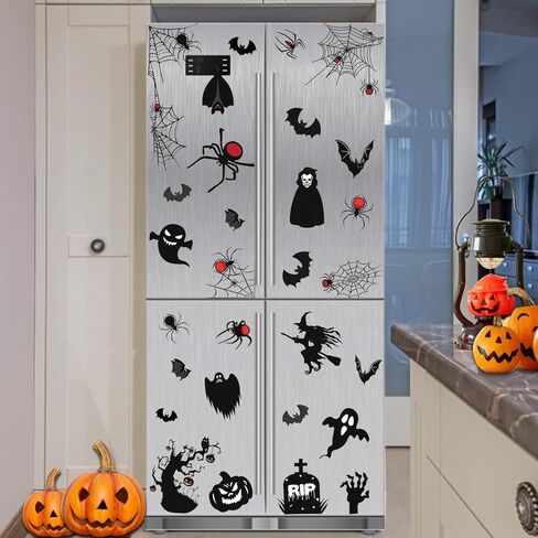 ملصقات نافذة لتزيين النوافذ من Tifeson - عنكبوت كبير مخيف على شكل خفاش شبح ملصقات نوافذ ديكورات للأطفال في المدرسة والمنزل والمكتب، 8 ورقات 108 قطعة in Kuwait