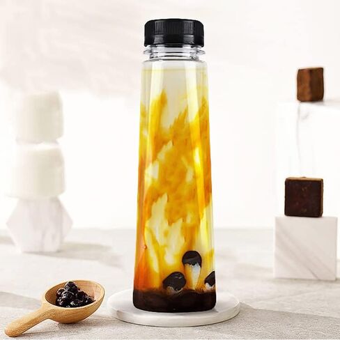 Elsjoy 24 عبوة من الزجاجات البلاستيكية سعة 10 أونصة مع أغطية، زجاجات قارورة بلاستيكية صغيرة قابلة لإعادة الاستخدام، زجاجات مسطحة مستديرة، زجاجات عصير صغيرة، حاوية مشروبات للاستعمال مرة واحدة للعصير والكحول ومقاومة للتسرب in Kuwait