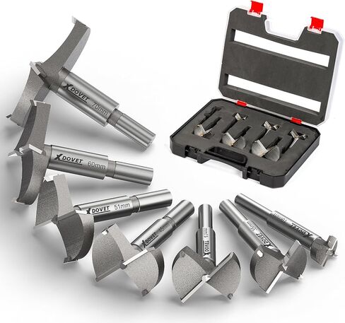 XDOVET Forstner Bit Set Carbide Forstner Bits 19/35/41/45/51/60/70mm Woodworking Cutting Tool for Plywood Plastic Wood in Kuwait
