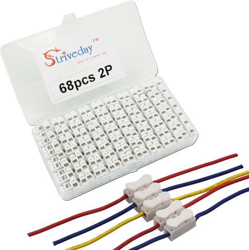 Striveday™68pcs 2p Spring Connector no Welding Screws Quick Connector Cable clamp Terminal Block 2 Way in Saudi Arabia