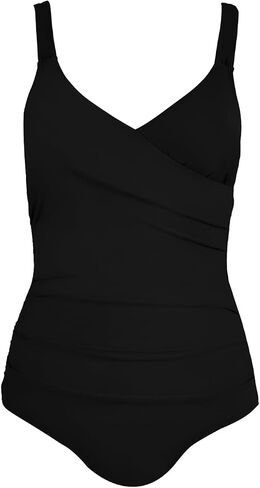 CUPSHE Women's One Piece Swimsuit Tummy Control Bathing Suit V Neck Ruched Back Hook Cutout Adjustable Straps in Saudi Arabia