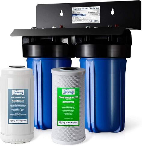 iSpring WGB21B 2-Stage Whole House Water Filtration System, with 10" x 4.5" Sediment CTO(Chlorine, Taste, and Odor) Filter, 1" Inlet/Outlet in Kuwait