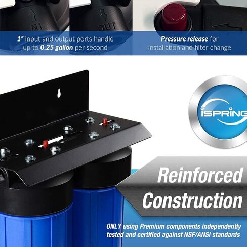 iSpring WGB21B 2-Stage Whole House Water Filtration System, with 10" x 4.5" Sediment CTO(Chlorine, Taste, and Odor) Filter, 1" Inlet/Outlet in Kuwait