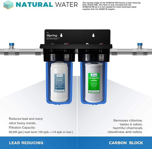 iSpring WGB21B 2-Stage Whole House Water Filtration System, with 10" x 4.5" Sediment CTO(Chlorine, Taste, and Odor) Filter, 1" Inlet/Outlet in Kuwait