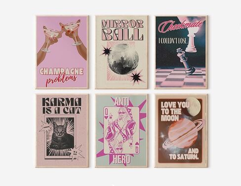 Generic سمعة الموسيقى الفولكلور منتصف الليل ملصق تايلور ملصق قماش ديكور غرفة نوم قماش جدار الفن للمطبوعات الجمالية غرفة للمراهقين، مجموعة ديكور غرفة الفتيات من 6 (8x10 بوصة، غير مؤطرة)، نمط أ in Saudi Arabia