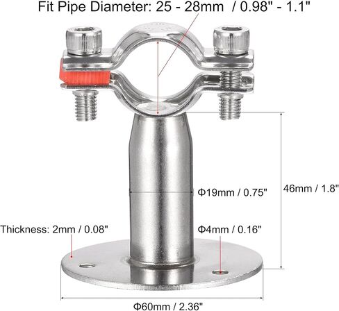 uxcell Wall Mount Ceiling Mount Pipe Support, 304 Stainless Steel Adjustable Pipe Strap Clamp for 25-28mm Pipe 2pcs in Saudi Arabia