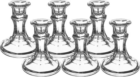 Southern Homewares Clear Glass Candlestick Holders, Sturdy Taper Candle Holders for Home Decorations, Wedding, Party, and Dining Centerpieces, 45 Pack in Kuwait