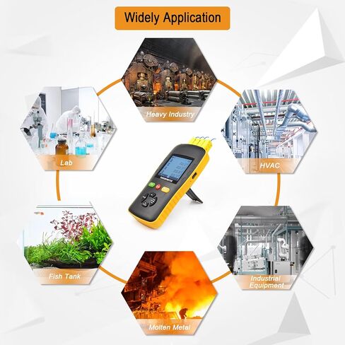 Thermocouple Thermometer Data Logger for K/T/J Type Probe,4 Channels Handheld USB Temperature Recorder with Sound Alarm,Calibration,49920 Groups Report in Kuwait