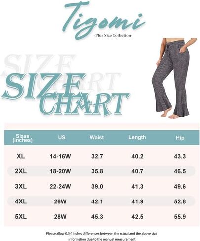 TIYOMI Plus Size Ribbed Pants for Women Drawstring High Waist Wide Leg Lounge Pants Knit Flared Trousers with Pockets XL-5XL in Saudi Arabia
