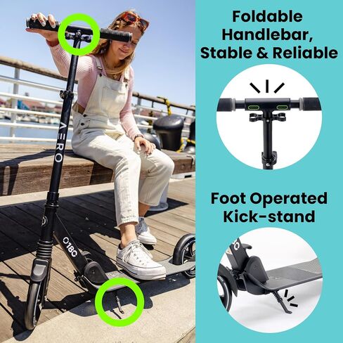 Aero Big Wheels Kick Scooter for Kids 8 Years Old, Teens 12 Years and up, Youth and Adults. Commuter Scooters with Shock Absorption, Lightweight, Foldable and Height Adjustable… in Saudi Arabia