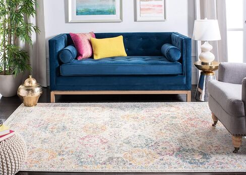 سجادة SAFAVIEH Madison Collection - 3' x 5'، رمادي وذهبي، تصميم مزخرف بميدالية الأزهار، لا يتساقط ويسهل العناية به، مثالي للمناطق ذات حركة المرور العالية في المدخل، وغرفة المعيشة، وغرفة النوم (MAD611F) in Saudi Arabia