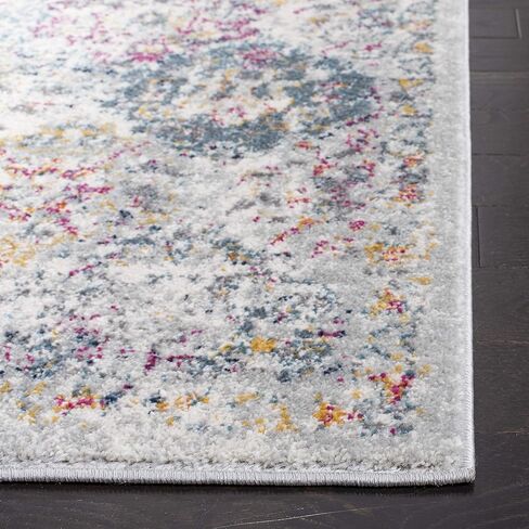 سجادة SAFAVIEH Madison Collection - 3' x 5'، رمادي وذهبي، تصميم مزخرف بميدالية الأزهار، لا يتساقط ويسهل العناية به، مثالي للمناطق ذات حركة المرور العالية في المدخل، وغرفة المعيشة، وغرفة النوم (MAD611F) in Saudi Arabia