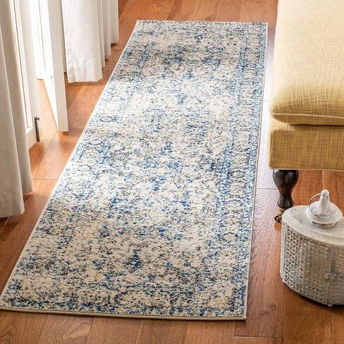 SAFAVIEH Madison Collection Runner Rug - 2'3" x 10', Grey & Ivory, Snowflake Medallion Distressed Design, Non-Shedding & Easy Care, Ideal for High Traffic Areas in Living Room, Bedroom (MAD603F) in Saudi Arabia
