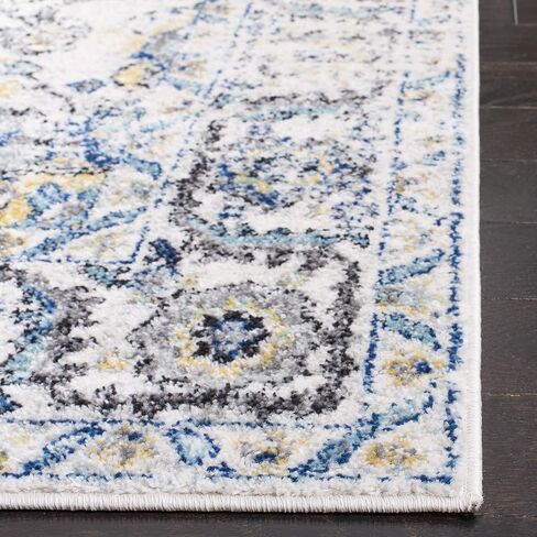 SAFAVIEH Madison Collection Runner Rug - 2'3" x 10', Grey & Ivory, Snowflake Medallion Distressed Design, Non-Shedding & Easy Care, Ideal for High Traffic Areas in Living Room, Bedroom (MAD603F) in Saudi Arabia