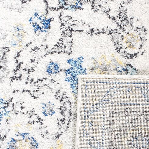SAFAVIEH Madison Collection Runner Rug - 2'3" x 10', Grey & Ivory, Snowflake Medallion Distressed Design, Non-Shedding & Easy Care, Ideal for High Traffic Areas in Living Room, Bedroom (MAD603F) in Saudi Arabia