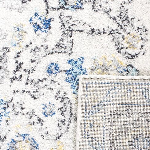 SAFAVIEH Madison Collection Runner Rug - 2'3" x 10', Grey & Ivory, Snowflake Medallion Distressed Design, Non-Shedding & Easy Care, Ideal for High Traffic Areas in Living Room, Bedroom (MAD603F) in Saudi Arabia