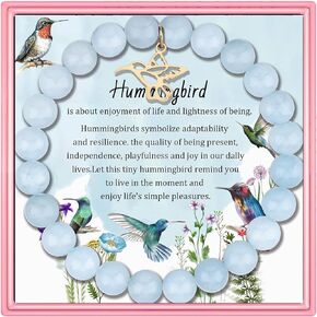 Hummingbird Pendant Inspirational Birthday Gifts for Women Best Friends Unique Gifts Natural Stone Beaded Bracelets for Teen Girls Hummingbird Spirit Jewelry for Hummingbird Lover