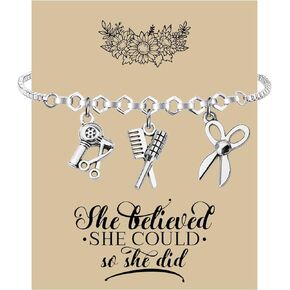 Lywjyb Birdgot Hair Stylist Bracelet Hairdresser Jewelry for Women Cosmetology Graduation Gift (stylist br card)