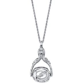 1928 Jewelry 3 Sided Flower Spinner Locket Pendant Necklace For Women 30 Inches