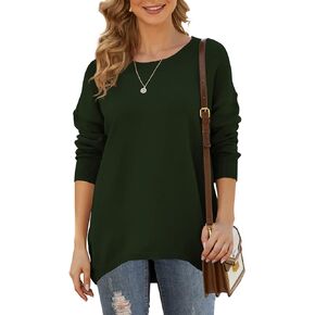 Neineiwu Women's Crew Neck Sweaters Long Sleeve Loose Knit Tops Oversized Casual Pullover Sweater