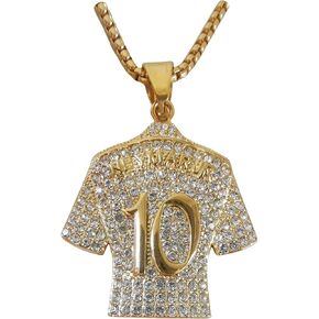 Toogod 18K gold-plated Neymar-10 Soccer Jersey Number 10 Necklace | No.10 Football Star Necklace | Brazil 10 Jersey Pendant Hip Hop Necklace for Teen Men Women