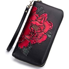 Credit Card Holder For Women Pocket Organizer Leather Wallet Purse For Women RFID Multi Carrier Big Lots Card Case (red2)