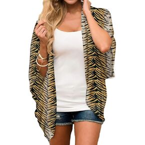 كارديجان كيمونو شيفون نسائي من FINOCEANS، غطاء شاطئ فضفاض، نصف كم in Kuwait