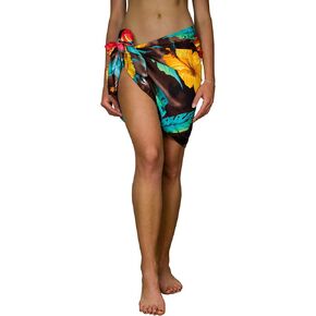 KING KAMEHA Hawaiian Sarong Pareo Beach Wrap for Women Funky Casual Bikini Cover Up Very Loud Swimsuit Big Flower Print