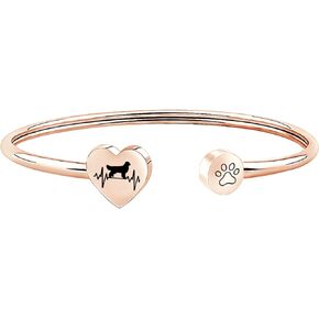 FUSTMW Dog Owner Bracelet Dachshund Boxer Golden Retriever Dog Lover Gifts Pitbull Boston Terrier Paw Print Bangle Jewelry