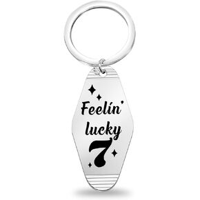 CENWA Gambling Night Luck Inspired Motel Keychain Feeling Lucky Number 7 Motel Keychain
