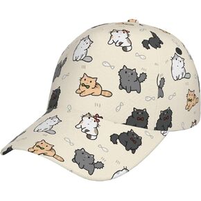 Cute Cat Baseball Snapback Hat Cap Cat Pattern Flat Hats Adjustable Size