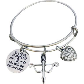 Sportybella Archery Bracelet, Archery Charm Believe In Yourself & You Will Be Unstoppable Jewelry- Perfect Archery Gift for Women, Teens and Girls
