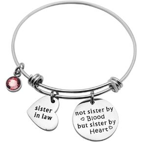 Beeshion Sister in Law Bracelet Sister in Law Gift Stainless Steel Adjustable Bangle for Sister in Law Wedding Jewelry