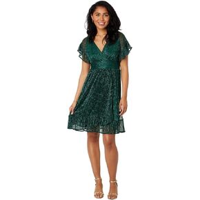 Lilly Pulitzer Sinclare Short Sleeve Party Dress for Women – Surplice Neckline – Metallic Fabric – Wrap Skirt Evergreen Metallic Knit Crinkle XL One Size in Saudi Arabia