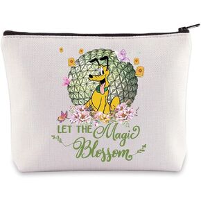 WZMPA Funny Dog Pluto Cosmetic Bag Pluto Dog Lover Gifts Let The Magic Bloom Makeup Zipper Pouch Bag Cartoon Movie Merchandise (Pluto -Bloom)